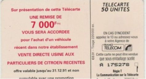 telecarte 50 citroen A 175278 2