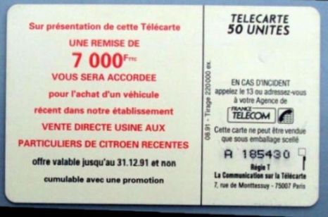 telecarte 50 citroen A 185430 2