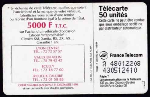 telecarte 50 citroen A 48012208430512410 2
