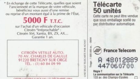 telecarte 50 citroen A 48012889447060700 2