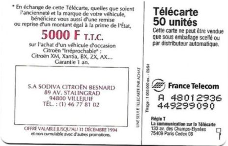 telecarte 50 citroen A 48012936449299090 2