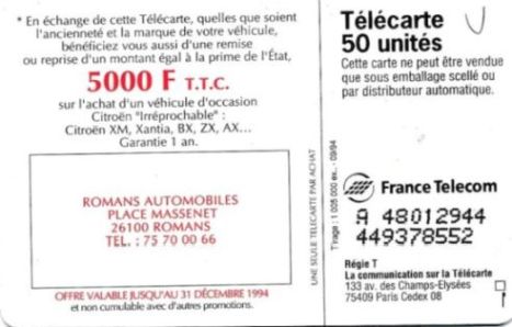 telecarte 50 citroen A 48012944449378552 2