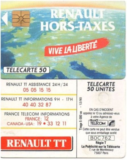 telecarte 50 renault BOC762 2
