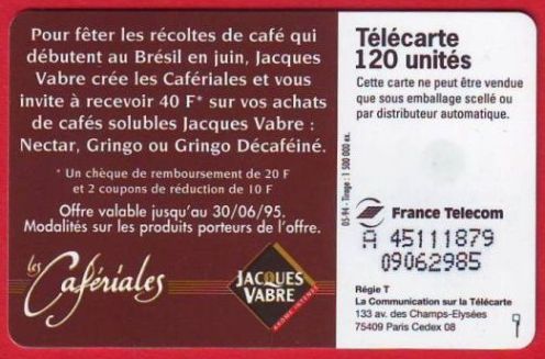 telecarte 120 jacques vabre A 4511187909062985