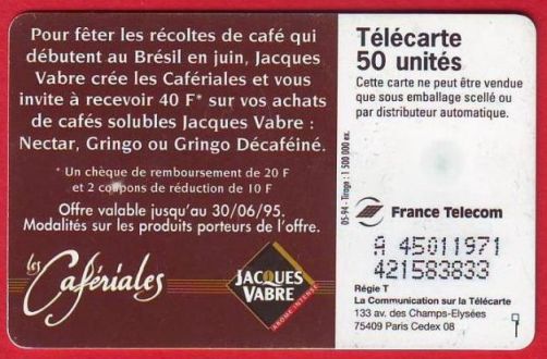 telecarte 50 jacques vabre A 4501197142153833