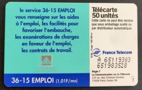 telecarte 50 3615 emploi A 65119303651983528 2