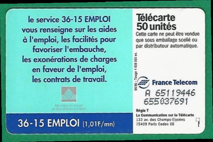 telecarte 50 3615 emploi A 65119446655037691 2