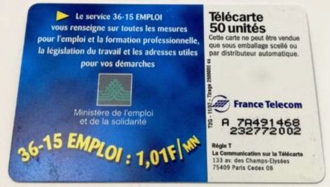telecarte 50 3615 emploi A 7A491468232772002 2