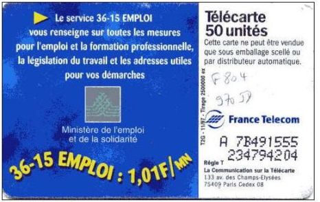 telecarte 50 3615 emploi A 7B491555234794204 2