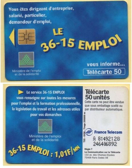 telecarte 50 3615 emploi A 81492128246406892 2