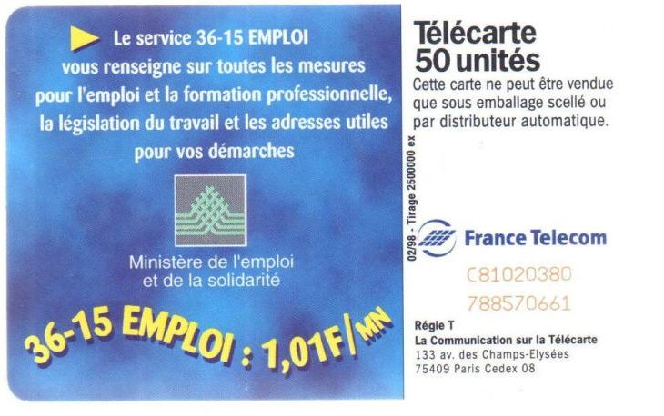 telecarte 50 3615 emploi C81020380788570661 2