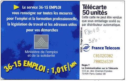 telecarte 50 3615 emploi C81020382788026539 2