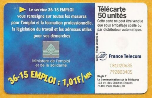 telecarte 50 3615 emploi C81020635792803405 2