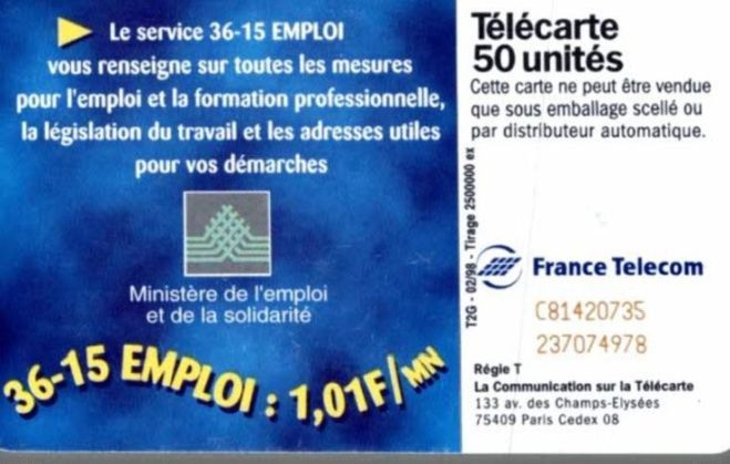 telecarte 50 3615 emploi C81420735237074978 2