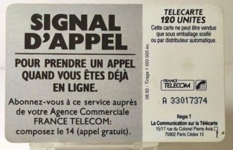 telecarte 120 signal d appel A 33017374