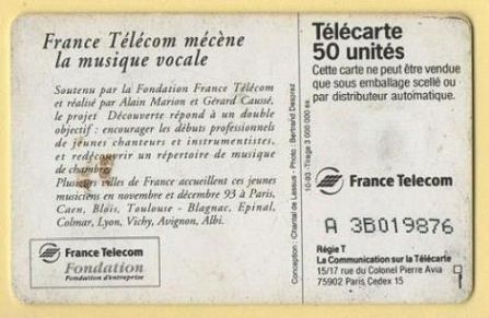 telecarte 50 france telecom mecenat musique A 3B019876