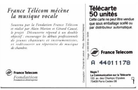telecarte 50 france telecom mecenat musique A 44011178