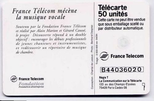 telecarte 50 france telecom mecenat musique B44036020