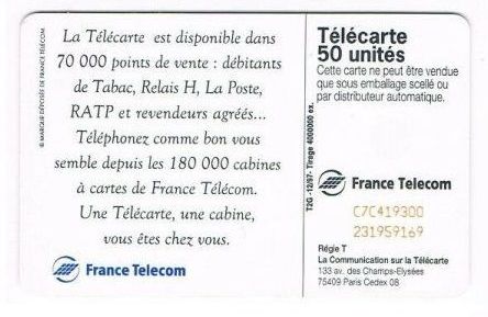 telecarte 50 points de vente cabines C7C419300231959169