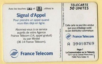 telecarte 50 signal d appel A 39018769