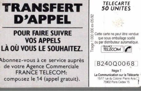 telecarte 50 transfert d appel 227 002