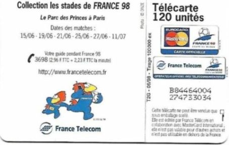 telecarte 120 france 98 B84464004274733034