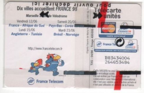 telecarte 50 france 98 B83434004264653484