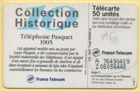 telecarte 120 pasquet 1905 A 76490409208056448