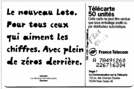 telecarte 50 loto A 7A491260226716304