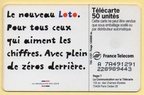 telecarte 50 loto A 7A491291228989443