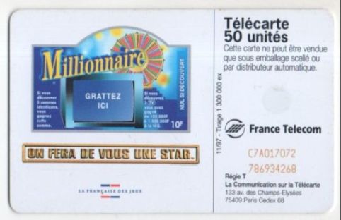 telecarte 50 millionnaire C7A017072786934268