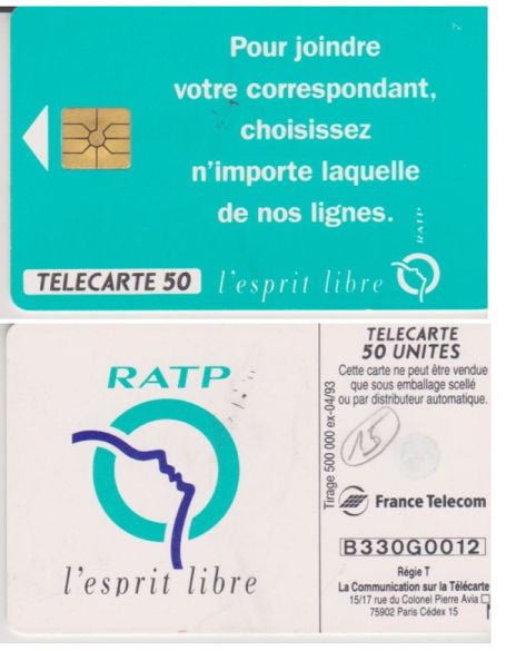 telecarte 50 ratp B330G0012