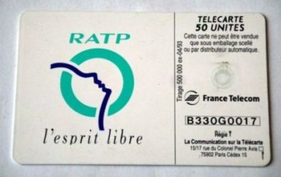 telecarte 50 ratp B330G0017