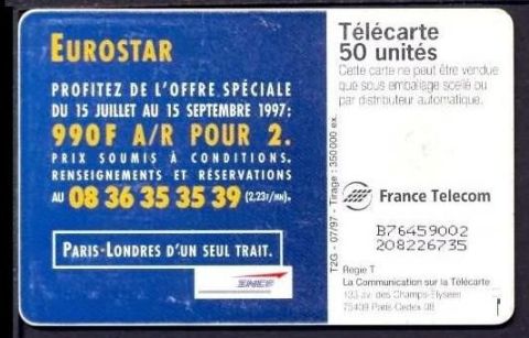 telecarte 50 eurostar B76459002208226735