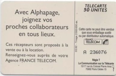 telecarte 50 alphapage A 236076