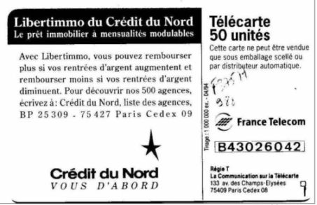 telecarte 50 credit du nord B43026042