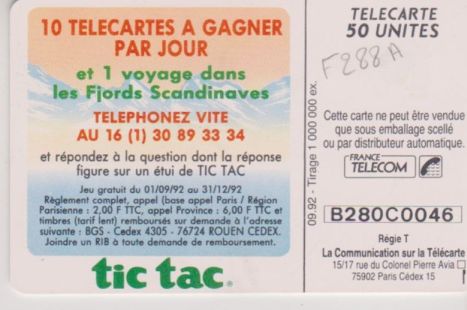 telecarte 50 tictac B280C0046