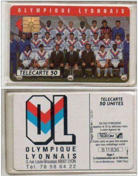 telecarte Olympique Lyonnais 1991 50 B11836