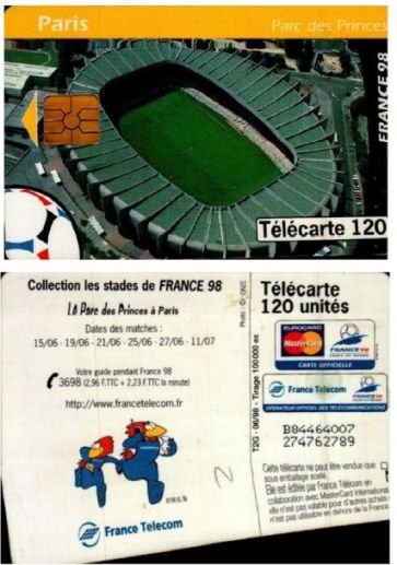 telecarte 120 france 98 parc des princes B84464007274762789