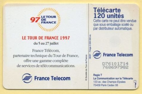 telecarte 120 tour de france 1997 D76101714768697982