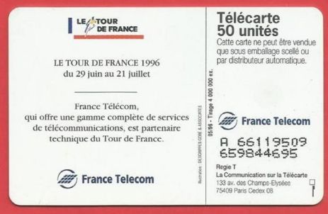 telecarte 50 tour de france 1996 A 66119509659844695