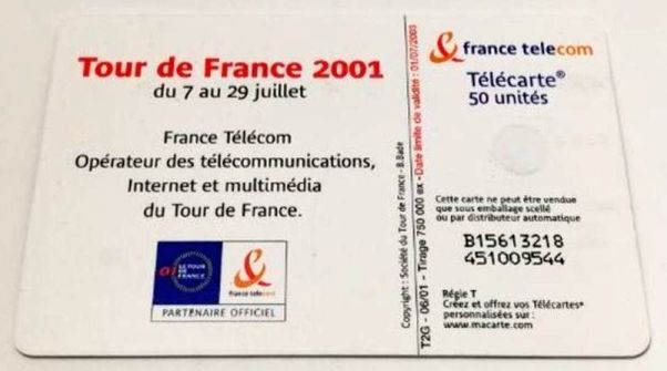 telecarte 50 tour de france 2001 B15613218451009544