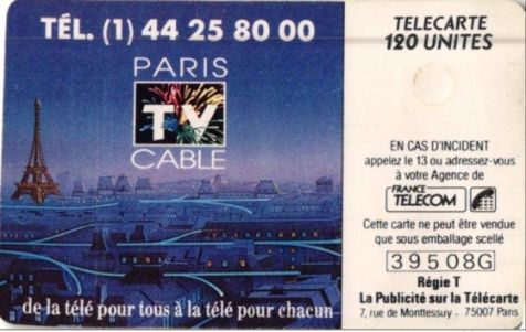 telecarte 120 paris cable 39508G