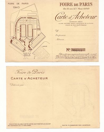 ticket foire de paris 1940