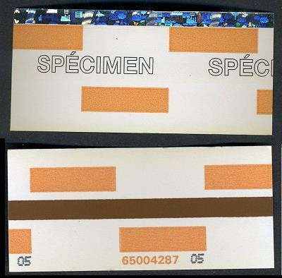 specimen neuf de carte orange