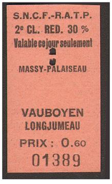 ticket massy palaiseau 01389