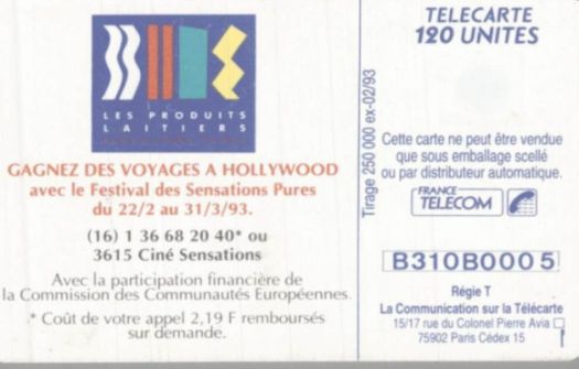 telecarte 120 les produits laitiers B310B0005