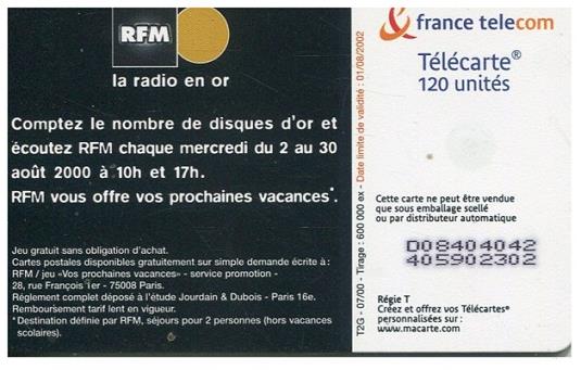 telecarte 120 rfm D08404042405902302