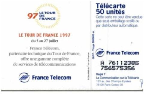 telecarte 50 tour de france 1997 A 76112385756575356