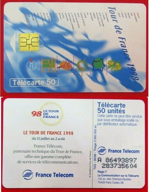 telecarte 50 tour de france 1998 A 86493897283735604